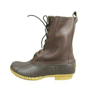 LL Bean Brown Leather Lace Up Unlined Mid Calf Hunting Duck Boots Size 9 M